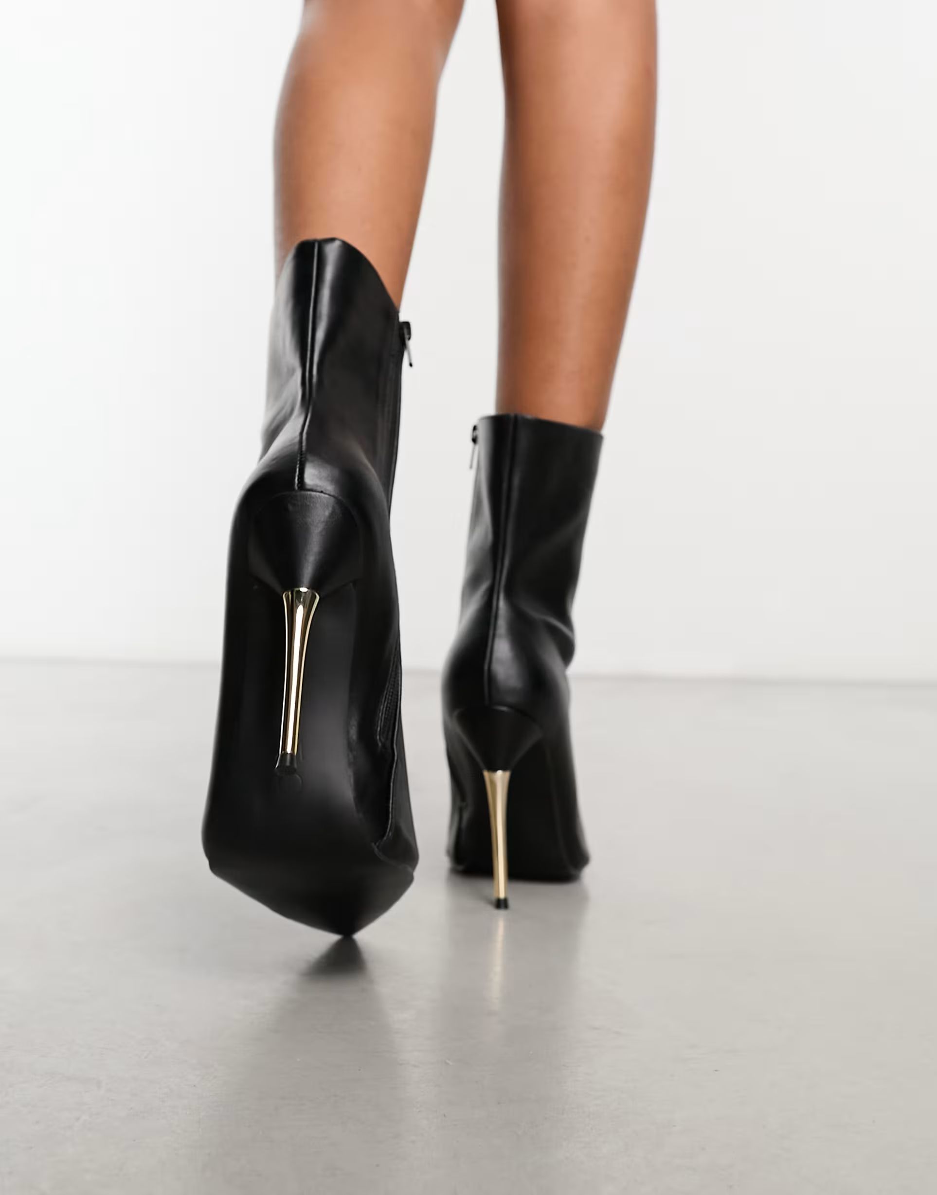 Public Desire Wide Fit Good Thing high ankle boots with metal toe cap in black | ASOS (Global)