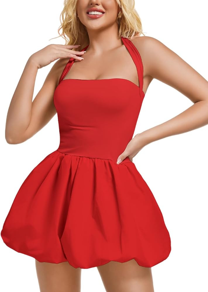 Halter Mini Bubble Dress, Date Night Birthday Homecoming, Coquette Short Corset for Women, Sexy C... | Amazon (US)