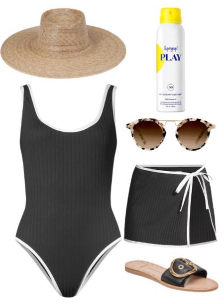 One piece swimsuit 
Swimsuit 
Sandal
Sandals 

Summer outfit 
Summer 
Vacation outfit
Vacation 
#Itkseasonal
#Itkover40
#Itku #ltksalealert #ltkswim    