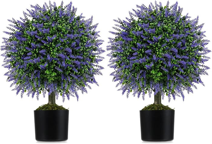 Goplus 22'' Artificial Wisteria Topiary Ball Tree, Set of 2 Faux Potted Plants Artificial Shrubs ... | Amazon (US)