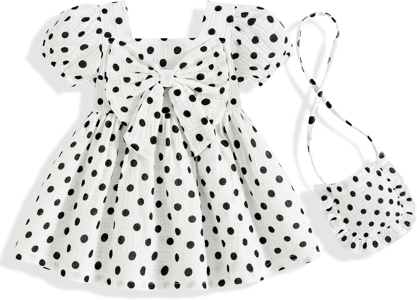 Vibebox Baby Girl Puffed Sleeve Dresses Toddler Girls Two Piece Summer Clothes Birthday Gifts Bow... | Amazon (US)