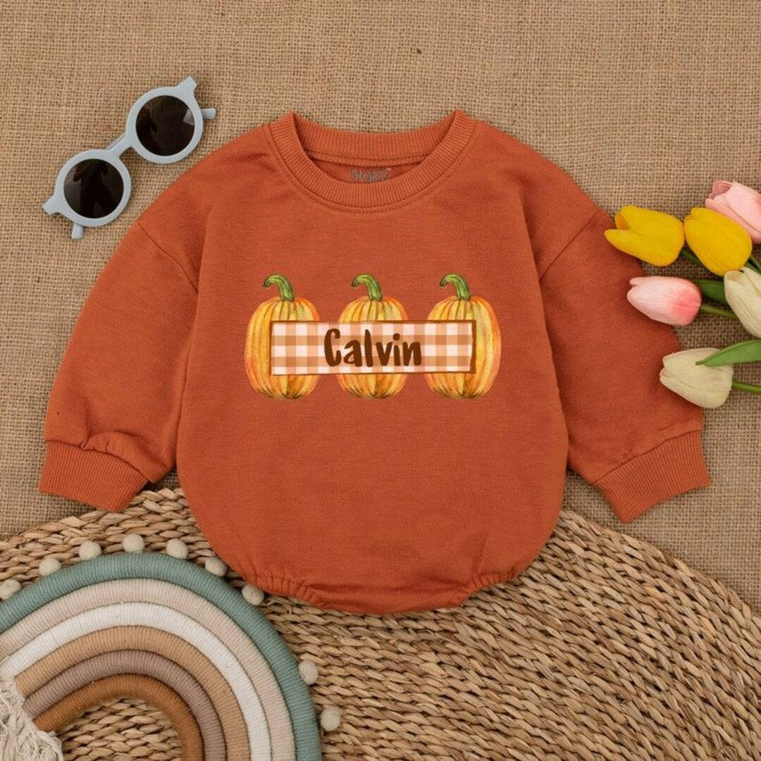 Custom Pumpkin Fall Romper, Thanksgiving Baby Bodysuit, Pumpkin Baby Clothes, Baby Thanksgiving O... | Etsy (US)