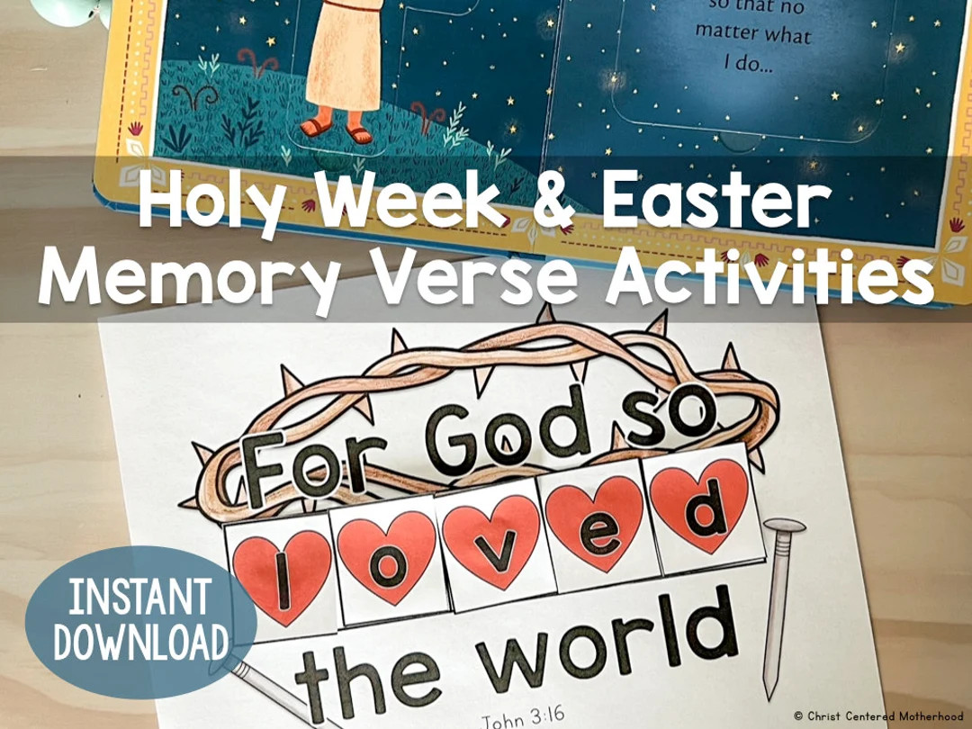 Easter Holy Week Memory Verse Activities for Little Ones Sunday School Homeschool - Etsy | Etsy (US)