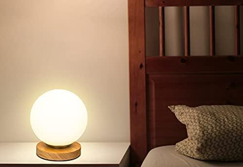 Glass Ball Table Lamp, NIOSTA 6W 3000K Warm White Globe Lamp with Led Bulb, Wooden Base and Glass Co | Amazon (US)