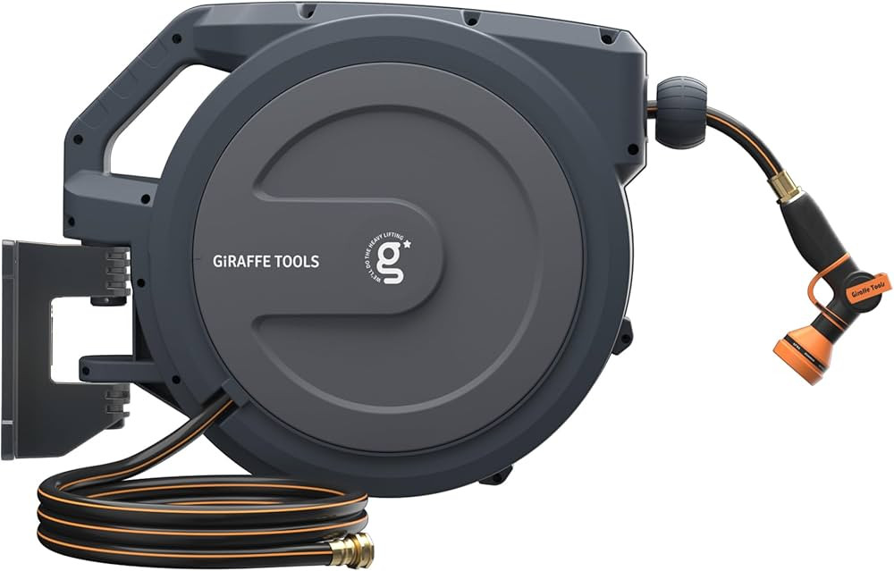 Giraffe Tools AW30 1/2MB Retractable Garden Hose Reel 1/2" x 100 ft PRO Metal Bracket, Heavy Duty... | Amazon (US)