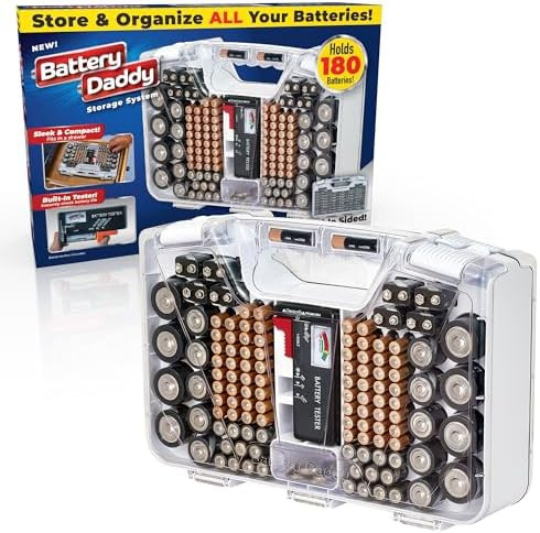 Ontel Battery Daddy Storage & Organizer Case with Tester, Stores & Protects Up to 180 Batteries, ... | Amazon (US)