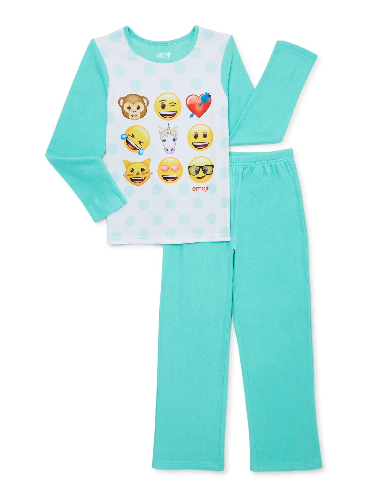 Emoji Girls Long Sleeve Top and Pants Pajama Sleep Set, 2-Piece, Sizes 4-12 - Walmart.com | Walmart (US)