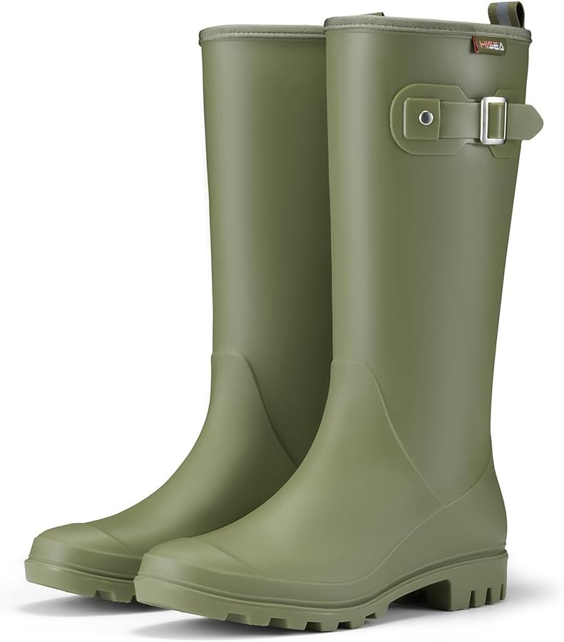 HISEA Women Rain Boots Slim Calf Fashion Waterproof PVC Rubber Boot Tall Rainboots Matte Surface ... | Amazon (US)