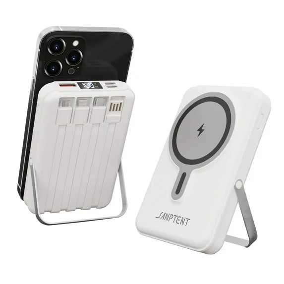 Magnetic Power Bank, 10000mAh Wireless Portable Charger with LED Display, Built-in Cables, Magsaf... | Walmart (US)