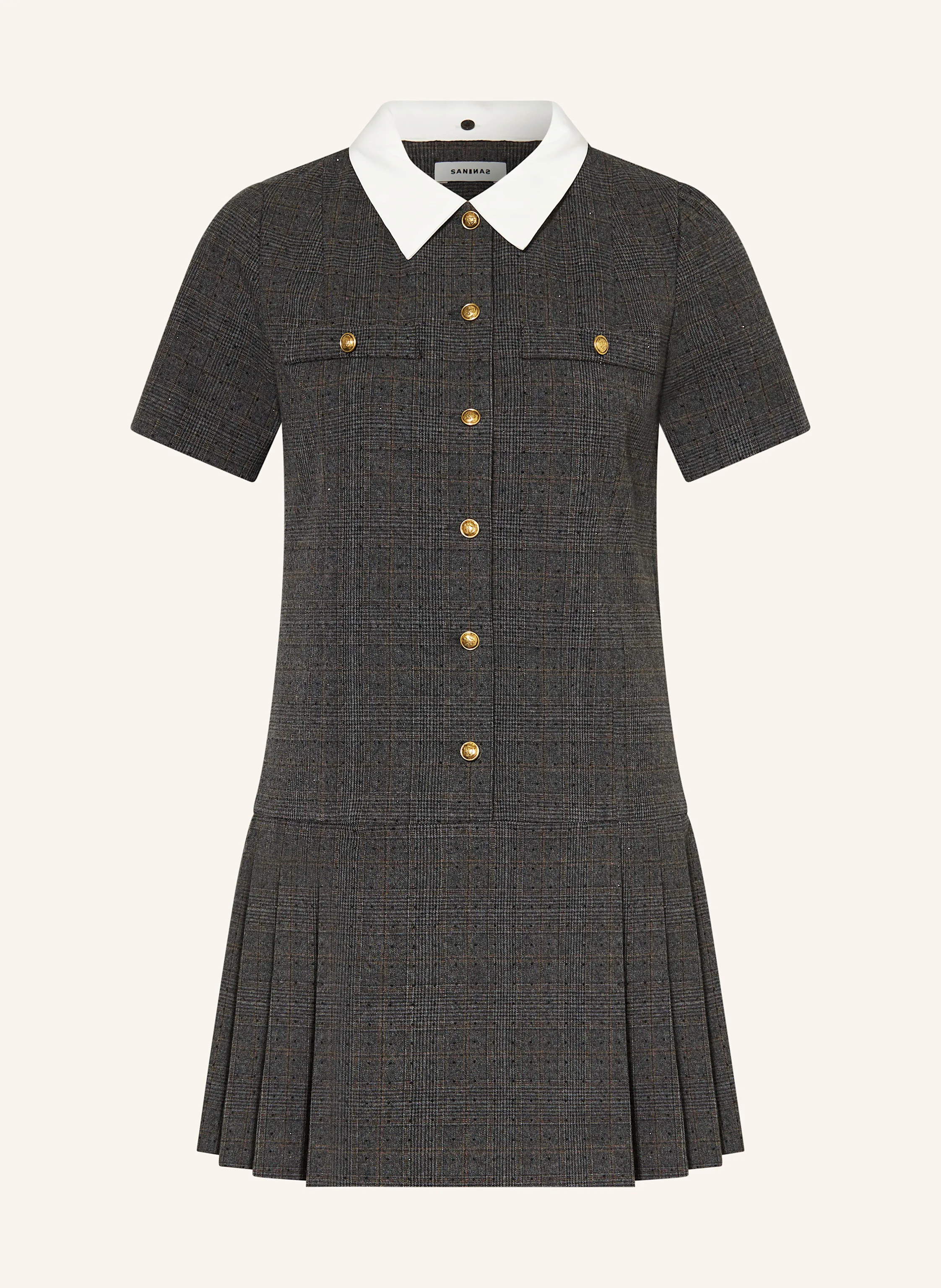SANDRO Hemdblusenkleid mit Schmucksteinen in dunkelgrau/ dunkelbraun | Breuninger (DACH)