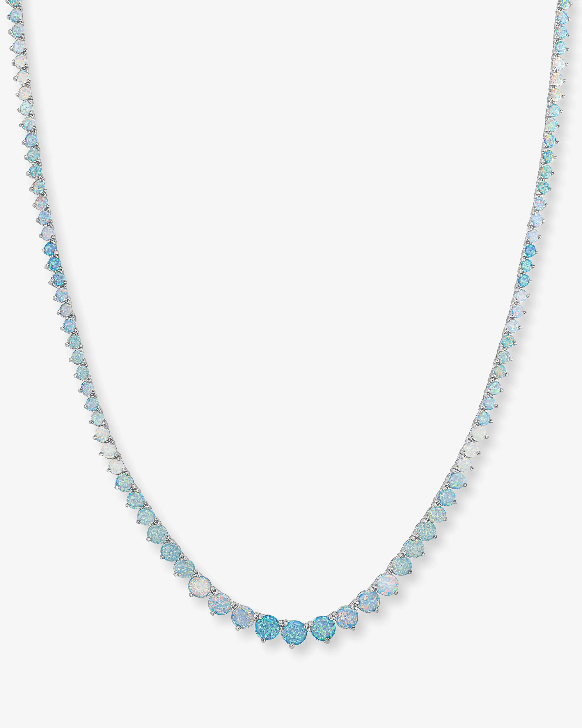 Not Your Basic Graduated Ombré Tennis Necklace - Silver|Blue Opal Ombr | Melinda Maria Jewelry