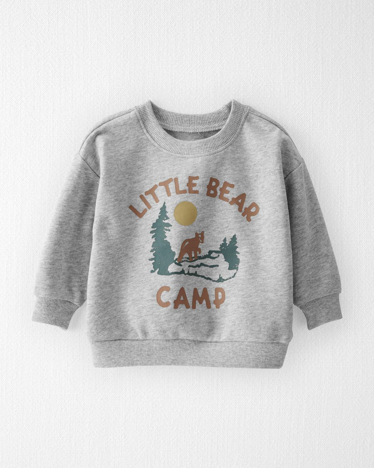 Heather Grey Baby Organic Cotton Little Bear Fleece Pullover | carters.com | Carter's