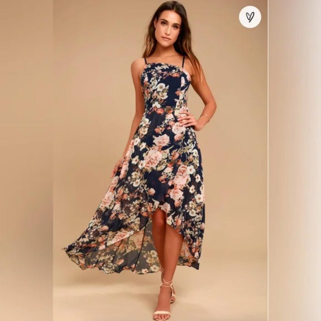 Lulus Women's Dress - Multi/Navy | Depop US
