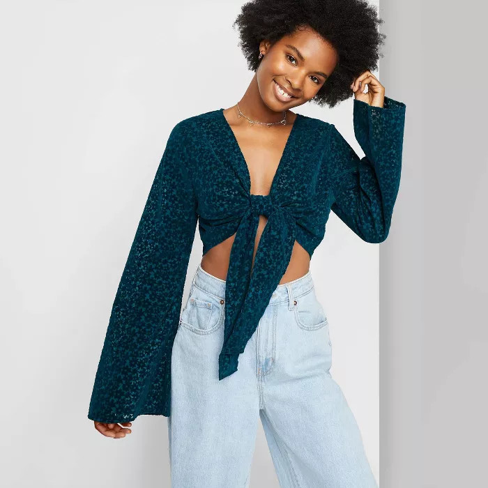 Women's Bell Long Sleeve Tie-Front Blouse - Wild Fable™ | Target