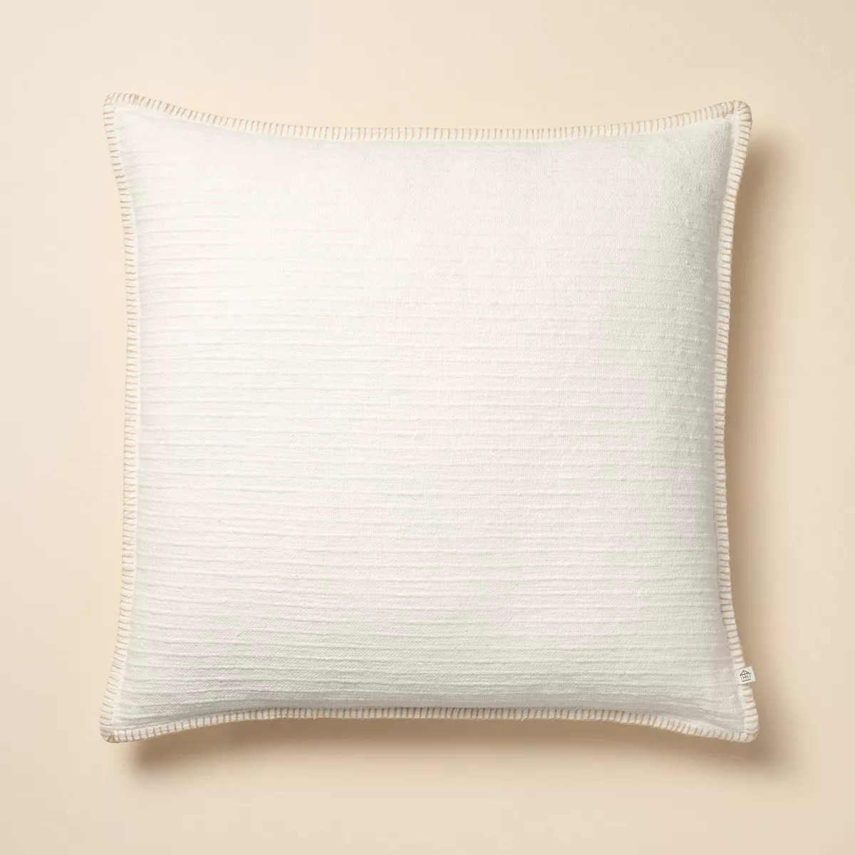 24"x24" Textured Pinstripe Square Throw Pillow Cream - Hearth & Hand™ with Magnolia | Target