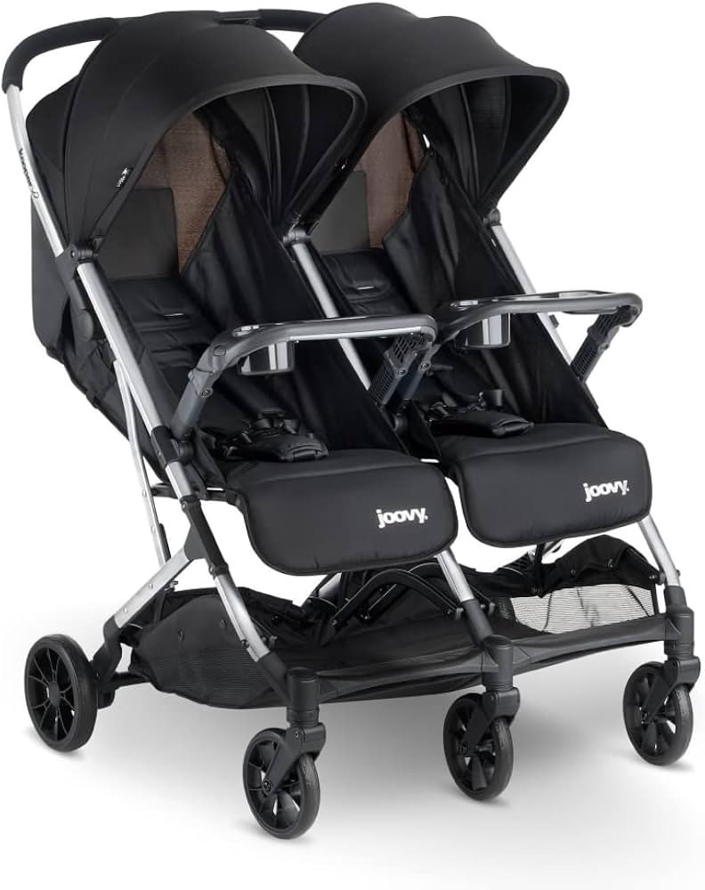 Joovy Kooper X2 Double Stroller, Lightweight Travel Stroller, Compact Fold with Tray, Black | Amazon (US)