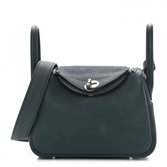 HERMES Taurillon Clemence Mini Lindy 20 Vert Cypress | FASHIONPHILE (US)