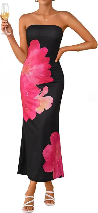 ZESICA Womens Elegant Pleated Wedding Guest Midi Sweater Dress | Amazon (US)