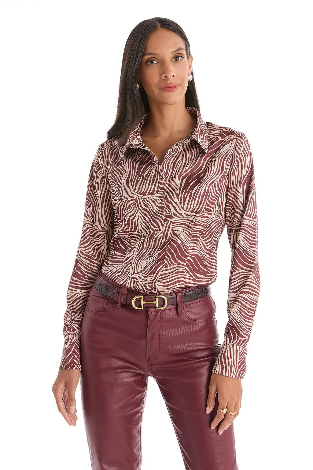 Paulina Silk Blouse - Burgundy Zebra | The Noli Shop