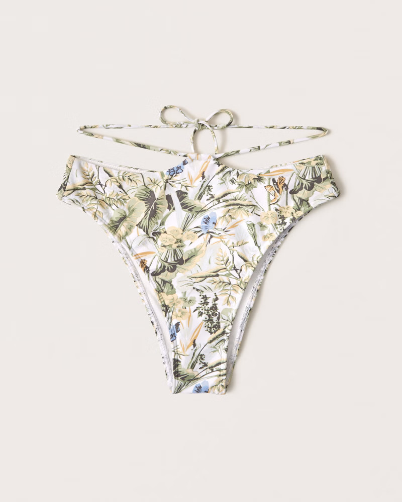 Women's Shimmer Strappy High-Waist High-Leg Cheeky Bottoms | Women's Swimwear | Abercrombie.com | Abercrombie & Fitch (US)
