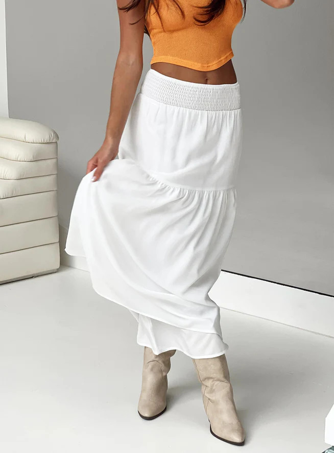 Dion Maxi Skirt White | Princess Polly US