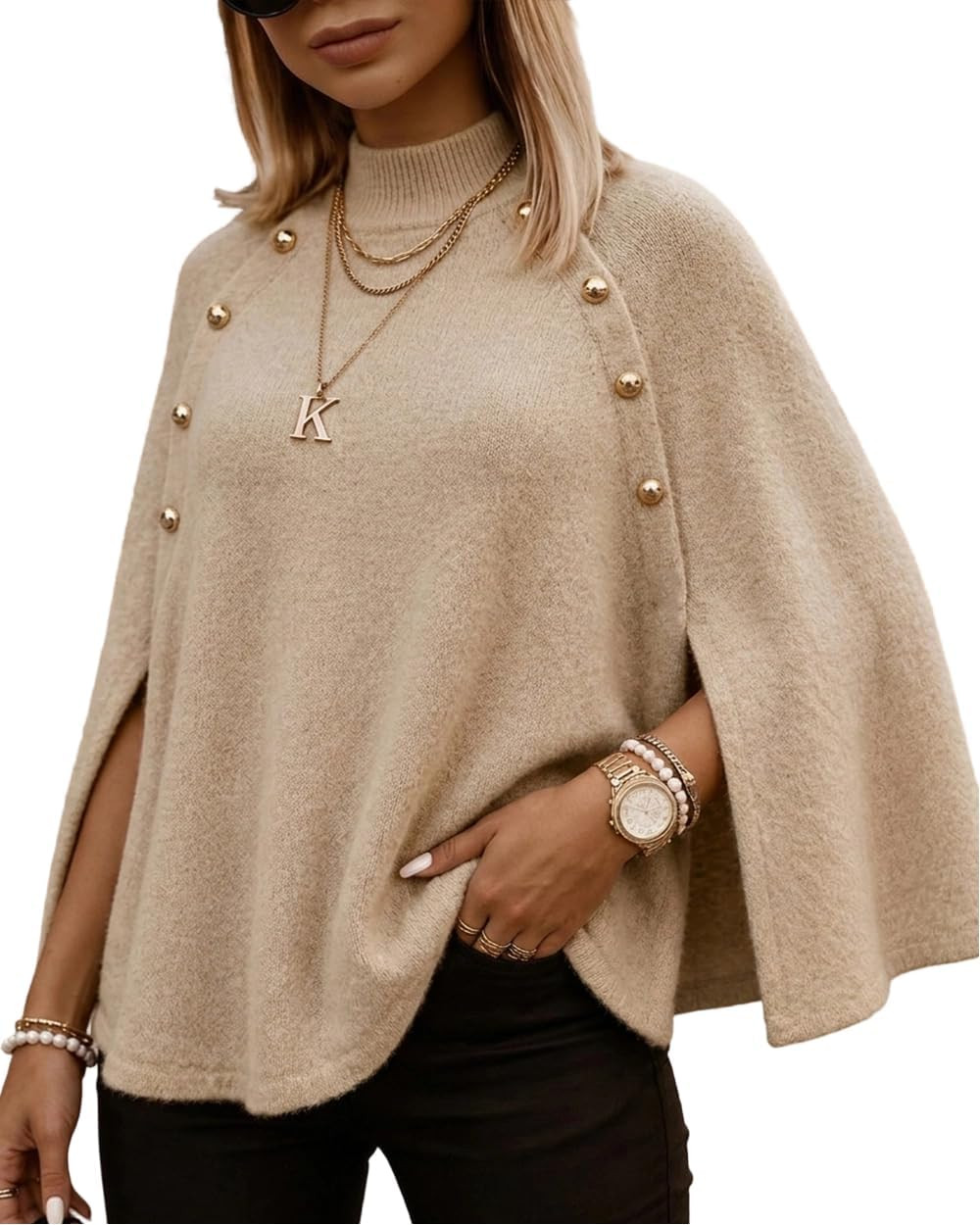 CHICME Oversized Sweater for Women 2026 Knit Cape Sweater | Amazon (US)