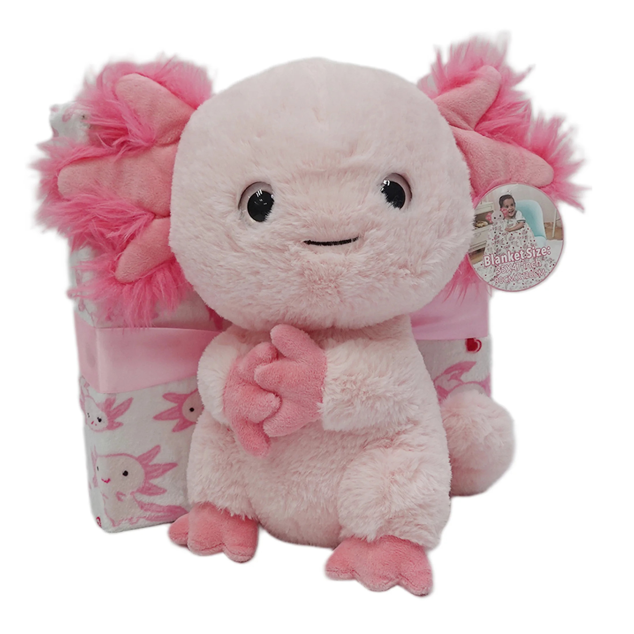 Axolotl Plush with Blanket, Pink, 35" x 47", Valentine's Day by Way To Celebrate | Walmart (US)