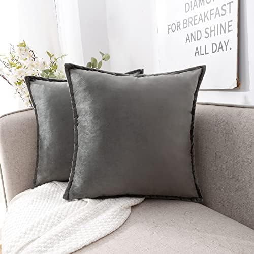 CARRIE HOME Dark Grey Velvet Throw Pillow Covers 18x18 Set of 2 Super Soft Dark Gray Pillows Deco... | Amazon (US)