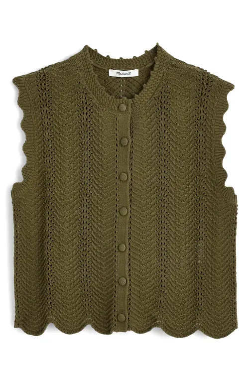 Madewell Wavy Knit Button-Up Shell in Faded Ivy at Nordstrom, Size X-Small | Nordstrom