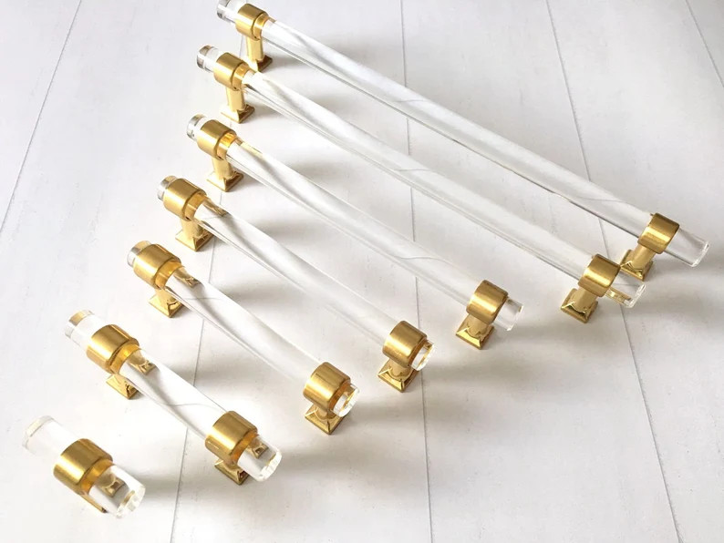 2" 3 3.25 3.5 3.75" 4 4.25" 4.5 3 1/2 5.5 6 7 8 Acrylic Cabinet Pulls Glass Look Lucite Drawer Pu... | Etsy (US)