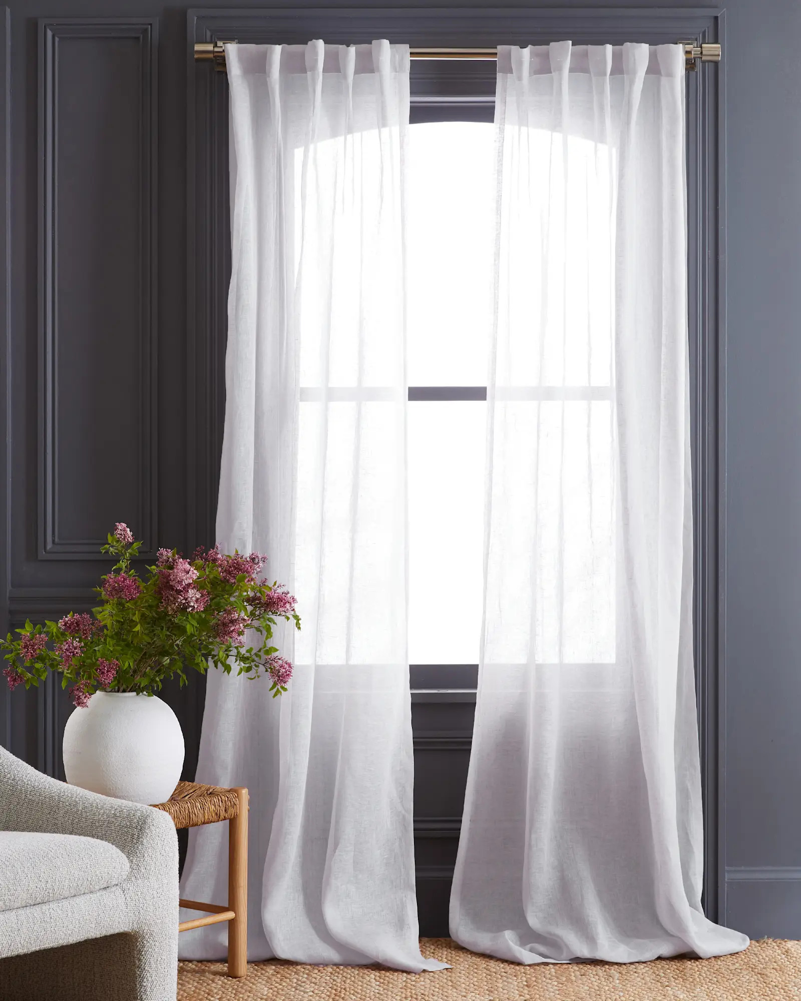 European Linen Sheer Curtain Set (Set of 2) | Quince