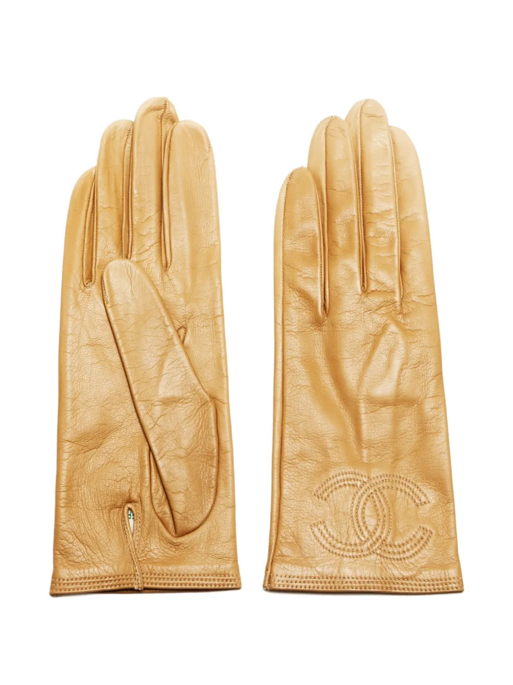 CHANEL Pre-Owned 1990-2000s interlocking CC leather gloves - Neutrals | Farfetch Global