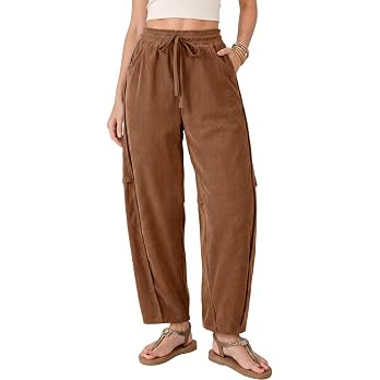 Dokotoo Women's Corduroy Barrel Fall Drawstring Casual Pants | Amazon (US)