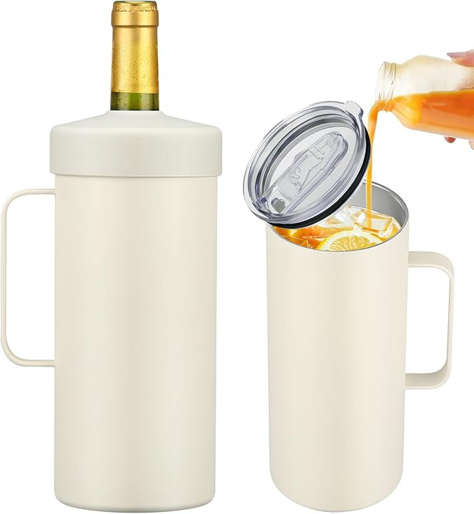 2 IN 1 Wine Chiller Single Bottle and Travel Tumbler, 42oz Stainless Steel Iceless Cooler Wine Bo... | Amazon (US)