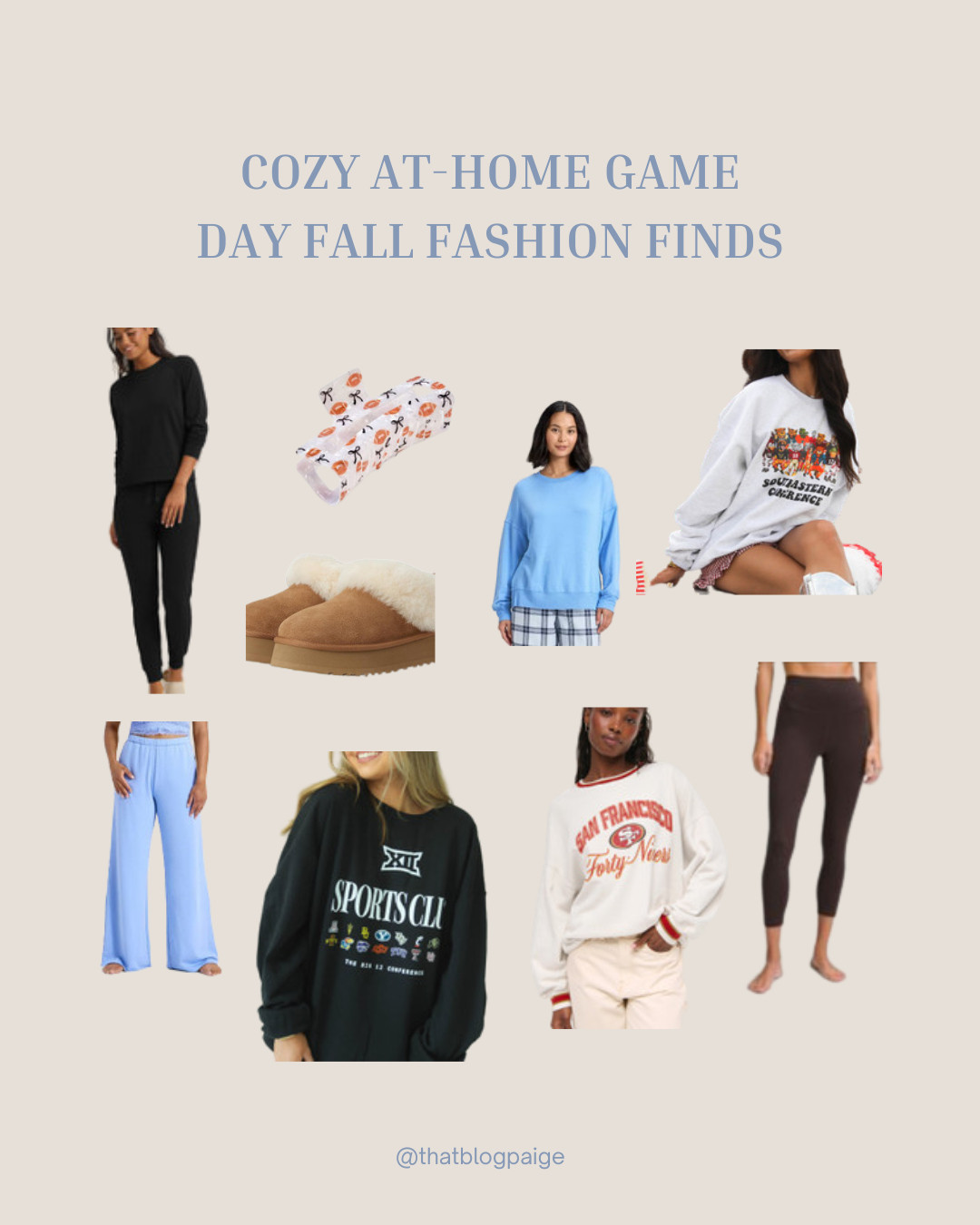 Cozy, cute, and still game-day ready 🩶 Whether you’re watching from the couch or hosting friends, these fall finds are perfect for staying comfy and showing a little team spirit.
Linked everything from my go-to crewnecks to the softest loungewear + matching socks on LTK 🤍 #gamedaystyle #fallfashion #LTKfall 

 #LTKHome #LTKFindsUnder100 #LTKStyleTip