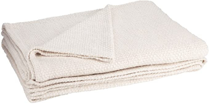 Nate Home by Nate Berkus Lightweight 100% Cotton Basket Weave Two-Tone Blanket | Breathable, All-... | Amazon (US)