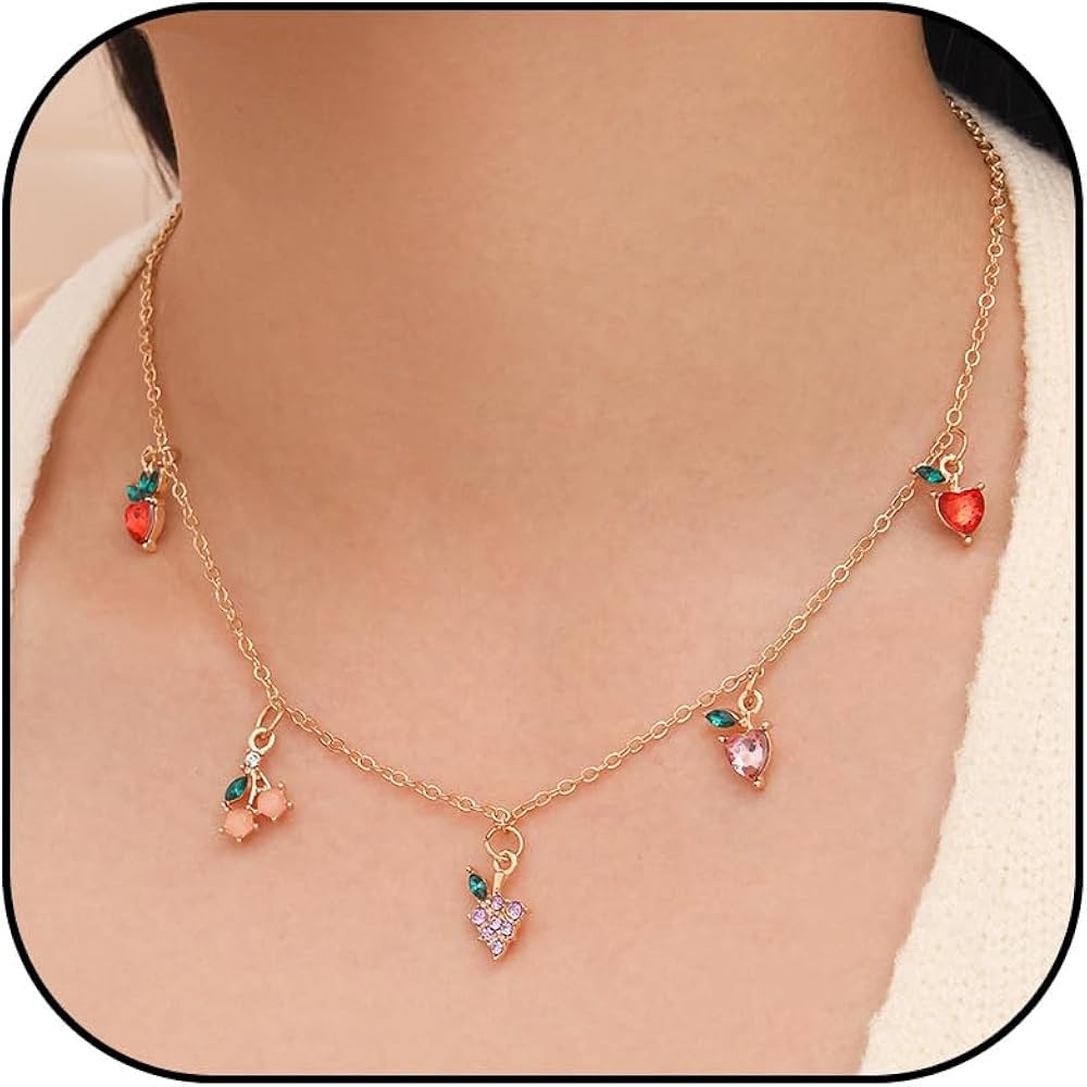 Gold Charm Necklace for Women Dainty Western Cowgirl Necklace Pearl Bow Coin Cherry Charm Necklac... | Amazon (US)