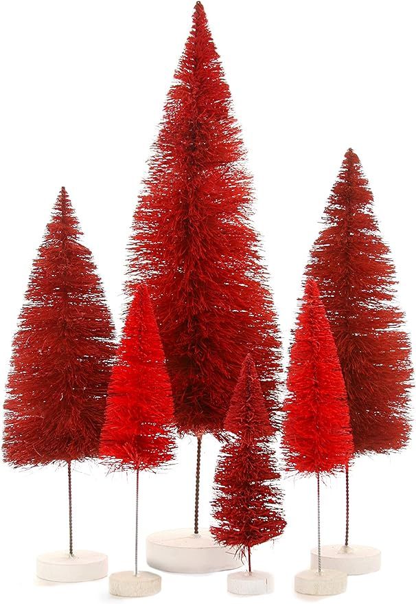 Cody Foster & Co Red Hue Spectrum Bottle Brush 6-12" Christmas Trees Set of 6 | Amazon (US)