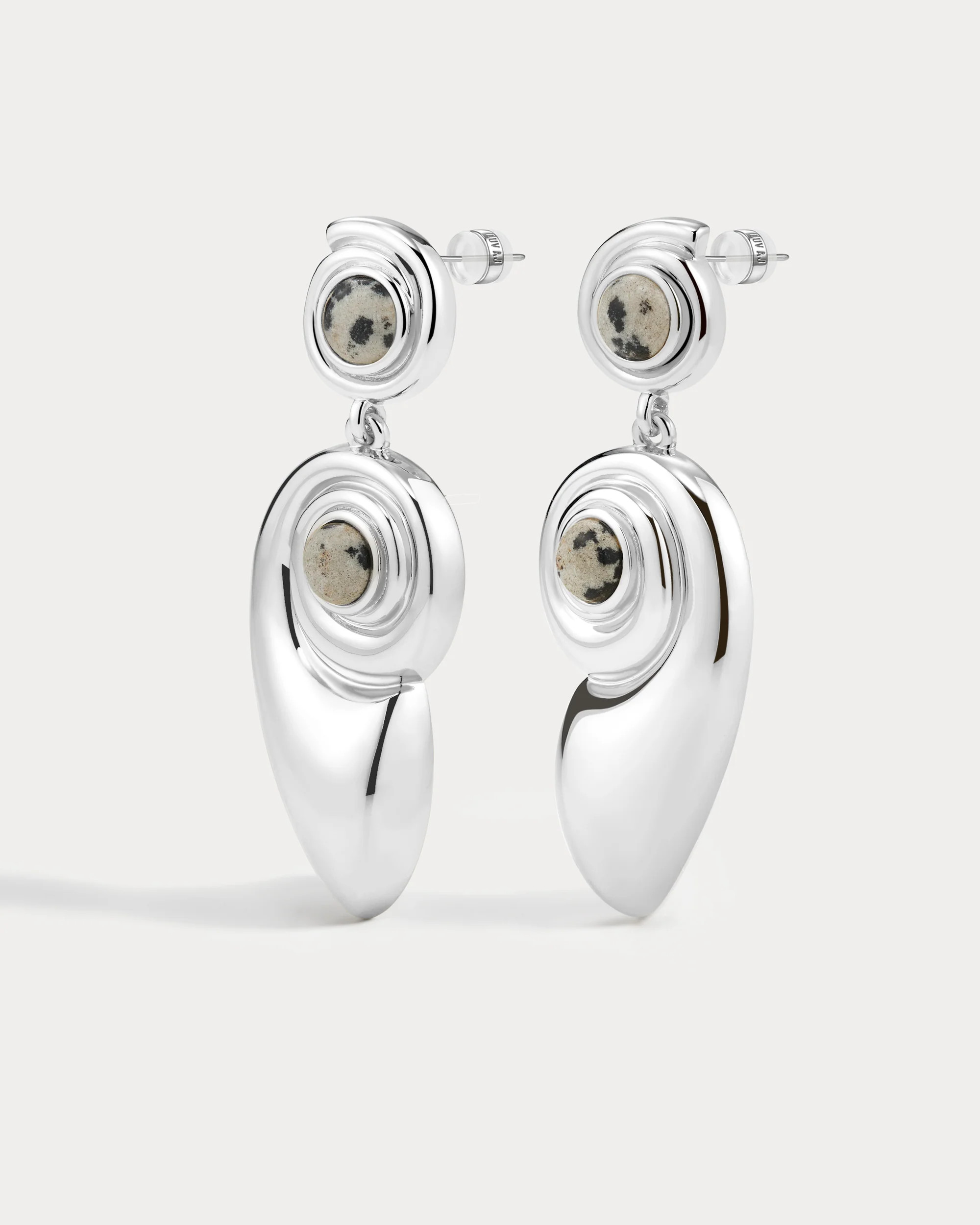 The Palma Shell Statement Earrings- Silver | Luv Aj Inc.