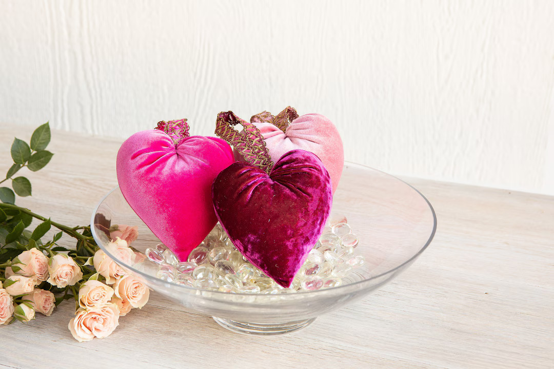 Velvet Hearts, Set of 3, Handmade Decor, Mother's Day Gift, Heart Ornament, Gift for Her, Gift fo... | Etsy (US)
