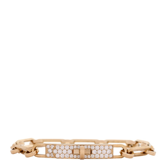 HERMES 18K Yellow Gold Diamond Pave PM Kelly Chaine Bracelet ST | FASHIONPHILE | FASHIONPHILE (US)