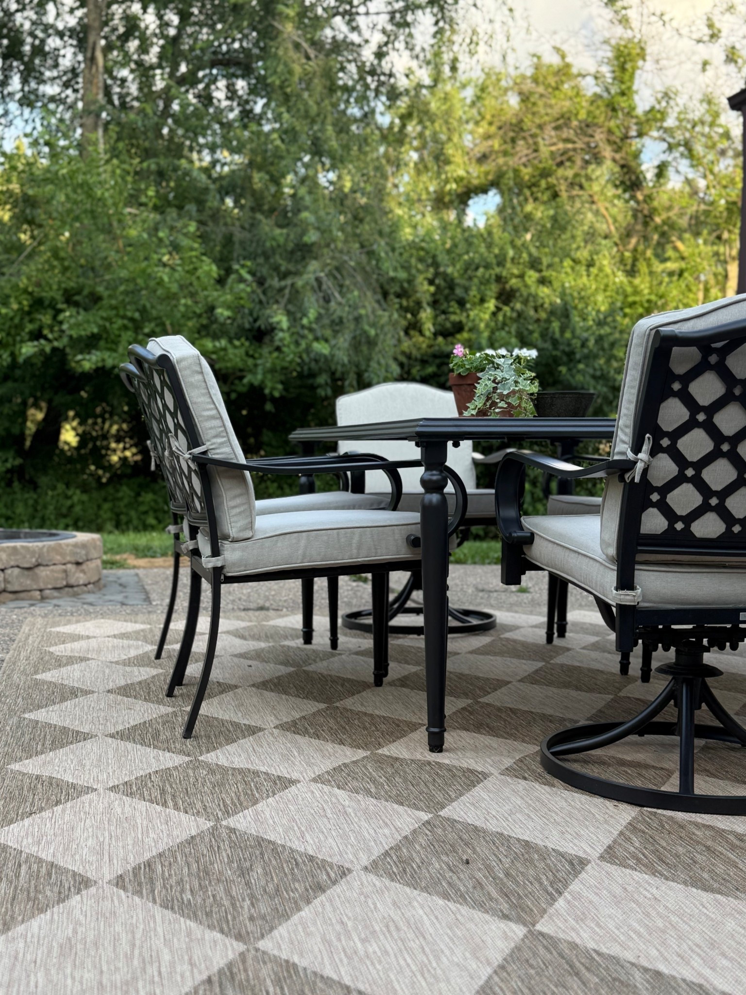 Nothing beats a summer evening on the patio! 
We purchased this outdoor rug and patio set last summer and I couldn’t be happier with them. I’m obsessed with the classic style and impressed with how well both have held up! 

#LTKHome