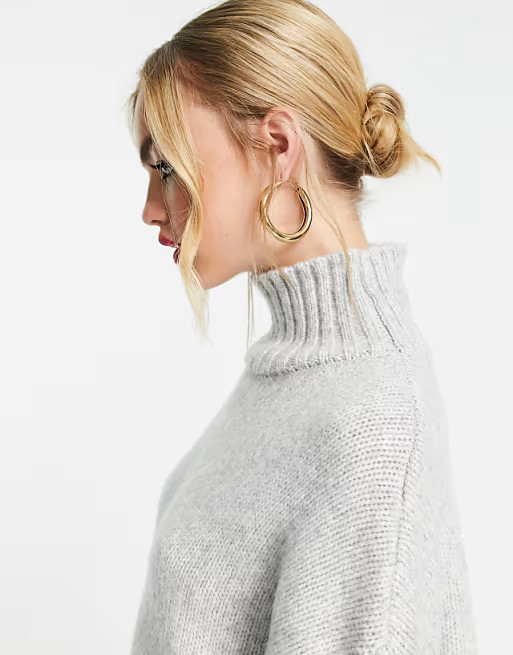 ASOS DESIGN high neck sweater in gray | ASOS (Global)