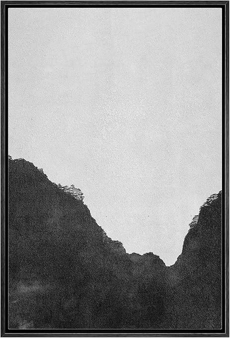 SIGNWIN Framed Canvas Print Wall Art Black Gray Dark Watercolor Color Field Abstract Shapes Illus... | Amazon (US)