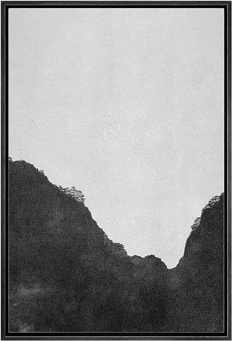 SIGNWIN Framed Canvas Print Wall Art Black Gray Dark Watercolor Color Field Abstract Shapes Illus... | Amazon (US)