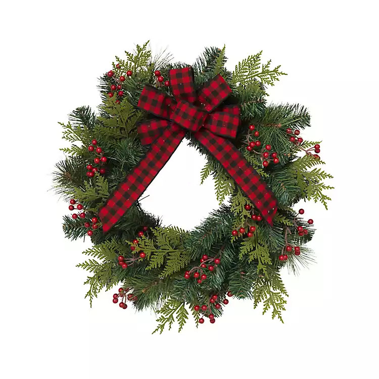 Buffalo Check and Berries Christmas Wreath | Kirkland's Home