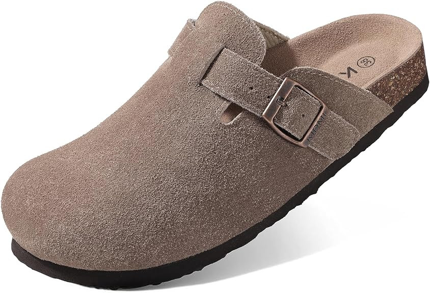 KIDMI Genuine Suede Clogs for Women Cork Footbed Sandals Leather Mules Potato Shoes with Arch Sup... | Amazon (US)