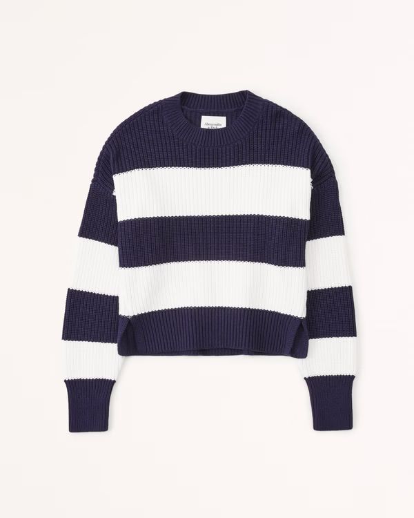 Women's Striped Ribbed Classic Crew Sweater | Women's New Arrivals | Abercrombie.com | Abercrombie & Fitch (US)