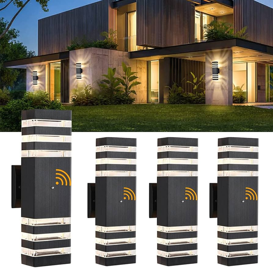 DASTOR 4 Pack Dusk to Dawn Outdoor Wall Lights, Up and Down Outside Lights for House, Black Alumi... | Amazon (US)