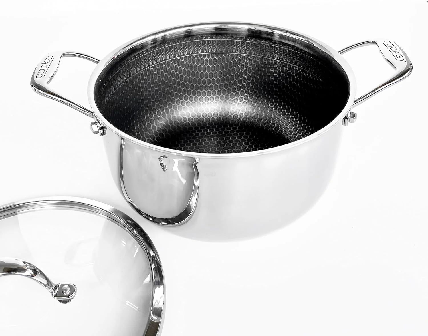 6.0 Quart Hexagon Surface Hybrid Stainless Steel Stock Pot with Lid | Cooksy